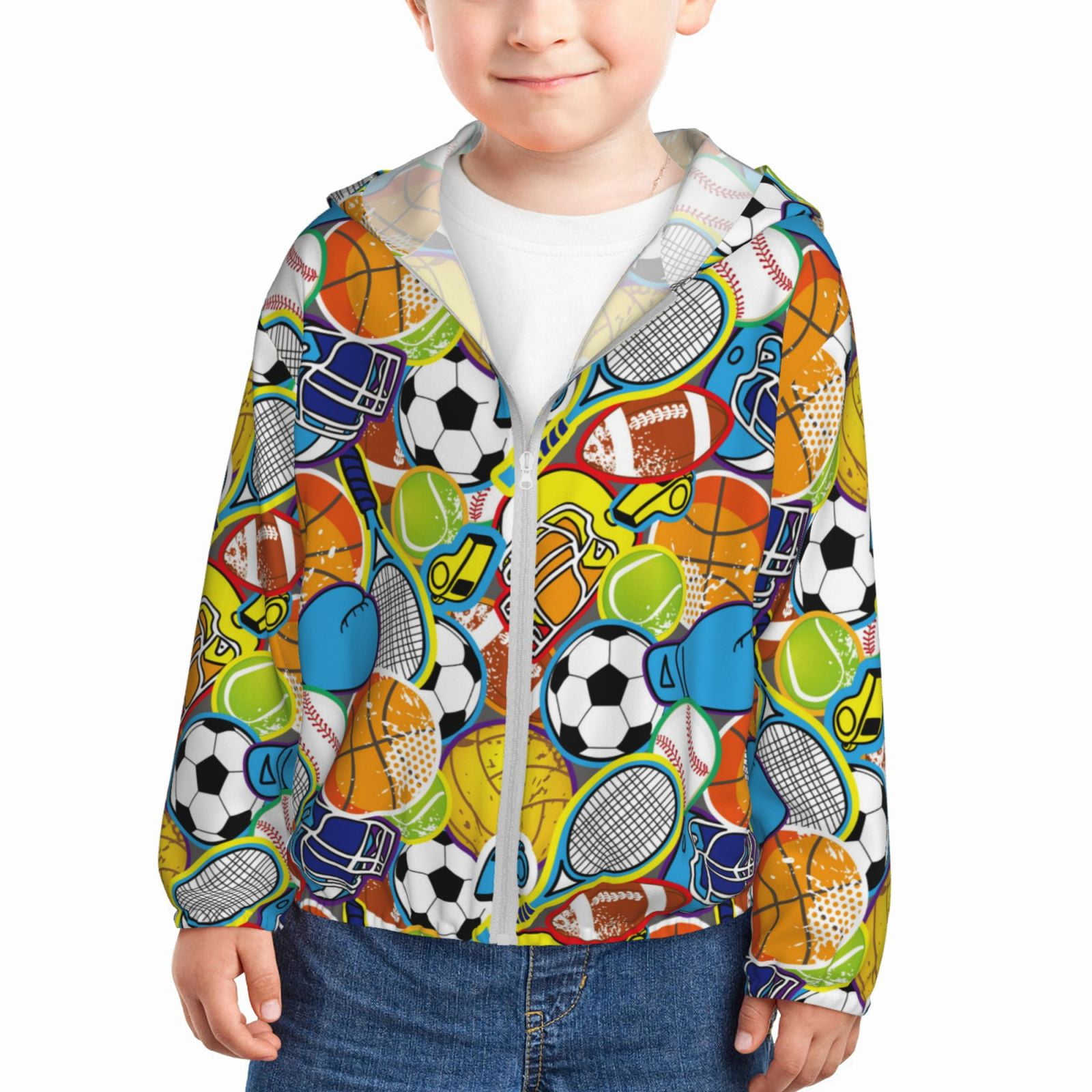 Various Balls Sun Protection Clothing Zip Up Hoodie Lightweight Jacket
