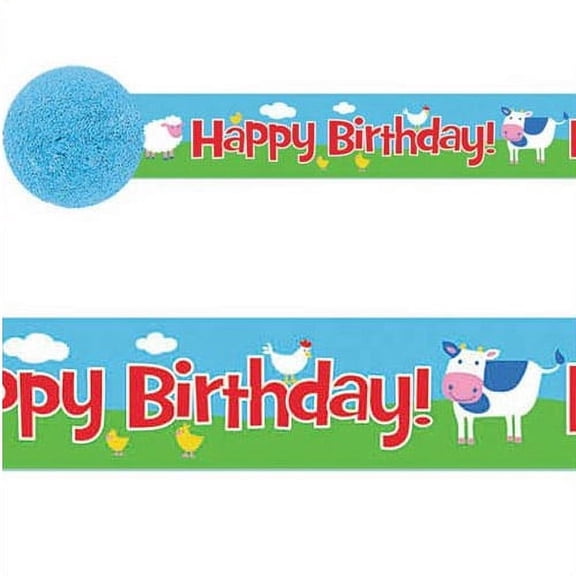 Various Barnyard Farm Animals Crepe Paper Party Streamers, 30ft