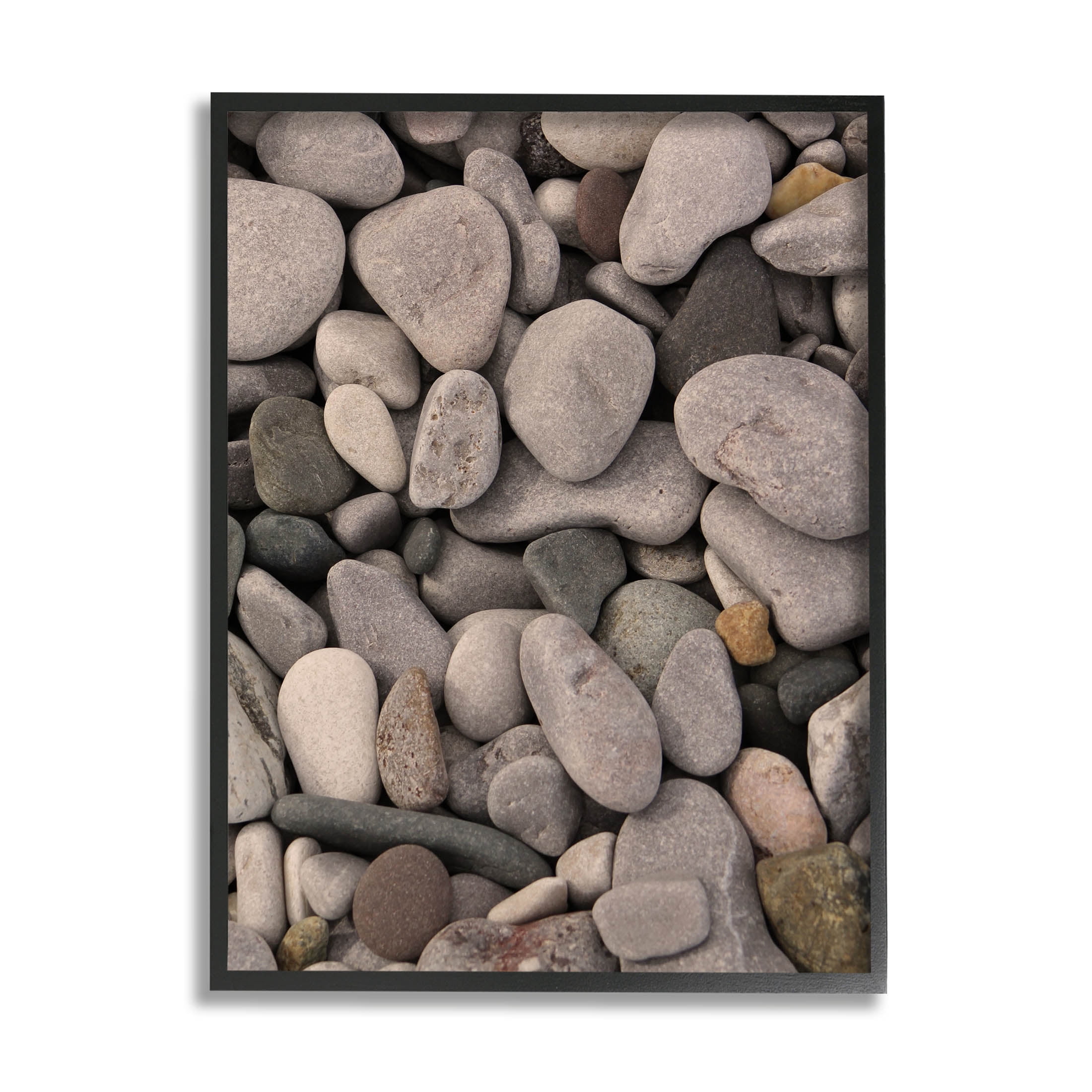 Various Beach Pebbles Composition Coastal Photograph Black Framed Art Print Wall Art