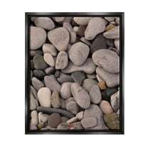 Various Beach Pebbles Composition Coastal Photograph Jet Black Framed Art Print Wall Art