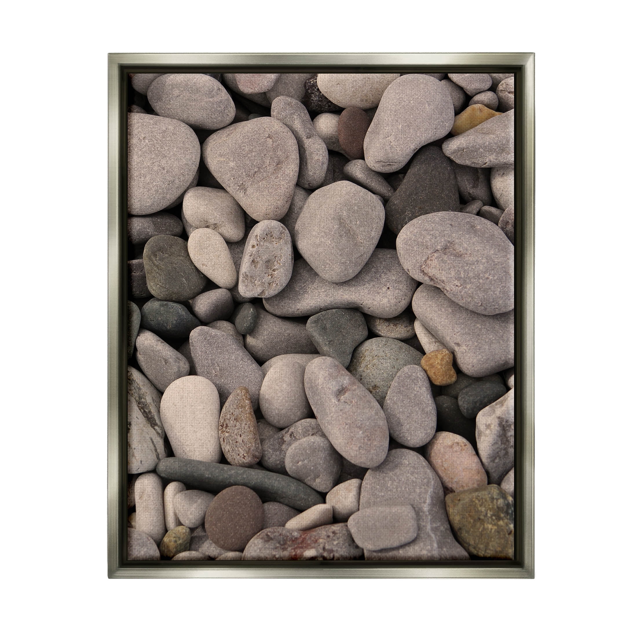 Various Beach Pebbles Composition Coastal Photograph Luster Gray Framed Art Print Wall Art