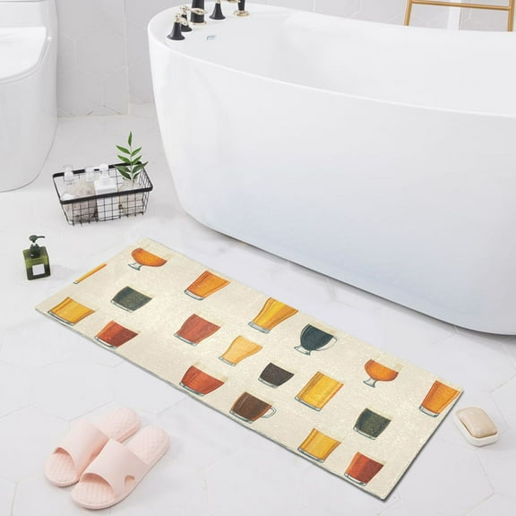 Various Beer Glasses Bath Mat 39x20 Non-Slip Bathroom Rugs Absorbent Soft Plush Quick Dry for Tub Shower Kitchen Home Decor