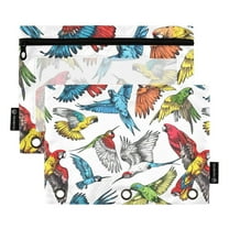 Various Birds 2 Pack Pencil Pouch for 3 Ring Binder Smooth Zipper Folders with Pockets Clear Window Pencil Case
