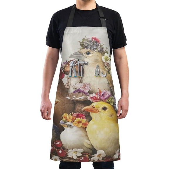 Various Birds Chef Kitchen Apron with Pockets for Women Waterproof Aprons for Cooking Baking