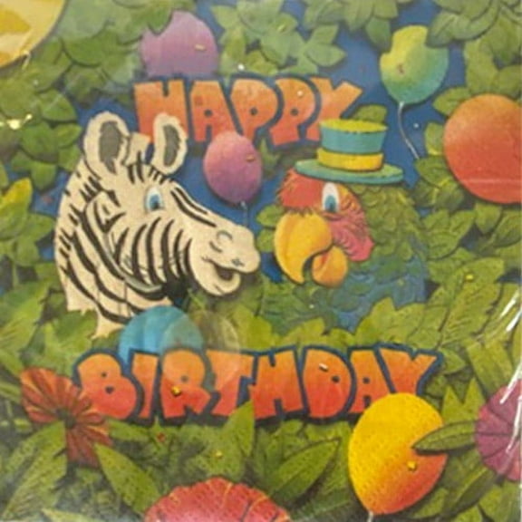 Various Birthday Zoo Small Napkins, Jungle Animals, 16 Count
