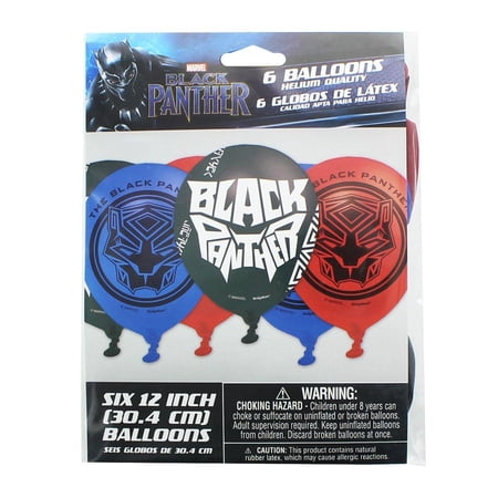 Various Black Panther Latex Balloons, 6 Count