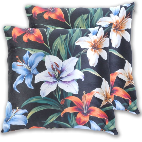Various Bright Flowers Throw Pillow Covers 16x16 Inch 2 Packs Decorative Square for Living Room Couch Bed Sofa
