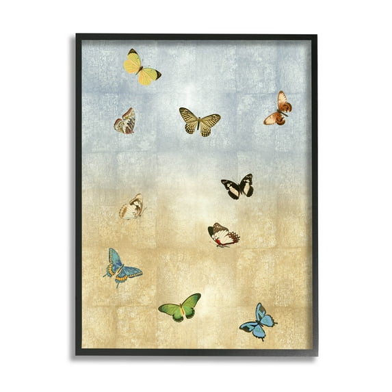 Various Butterfly Insect Pattern Animals & Insects Graphic Art Black Framed Art Print Wall Art