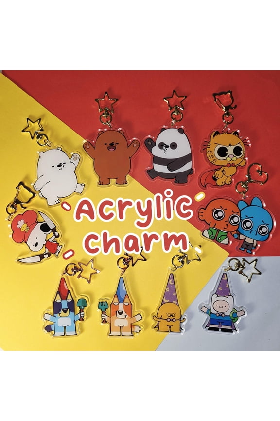 Various Cartoon / Animated show Acrylic Keychains (Finn and Jake ; Gumball and Darwin ; three Bears ; Snoopy Woodstock ; Fat Orange Cat) (1 keychain)