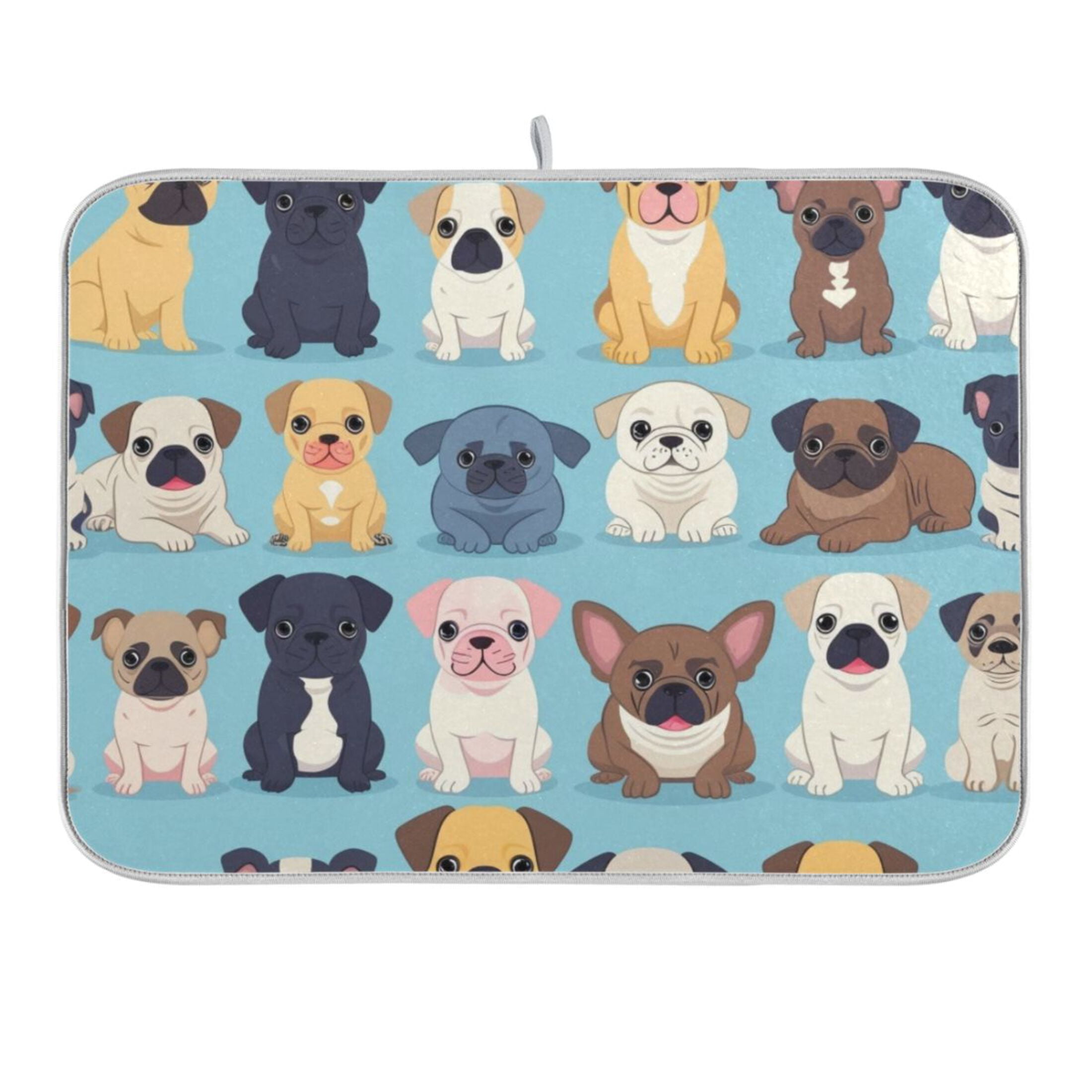Various Cartoon Dogs Dish Drying Mat for Kitchen Counter 16x18 In