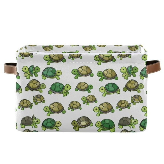 Various Cartoon Turtles Storage Bins with Handle Fabric Organizer Basket Foldable Box 1 Pack 14.2x10.2x8.3