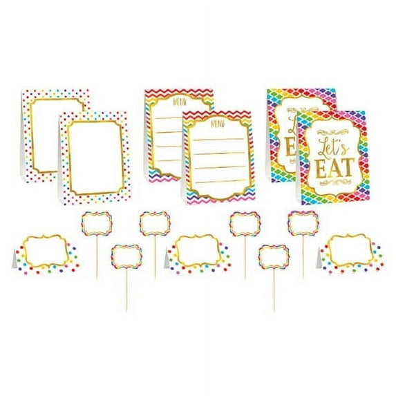 Various Chevron Party Decoration Kit, Multicolor, 12 Pieces