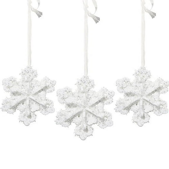 Various Christmas 3D Glitter Foam Snowflakes Hanging Decorations (3ct) 241917