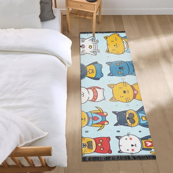 Various Clothes Cat Runner Area Rug 2x6 Soft Non-Slip Washable Bedside Carpet for Hallway Bedroom Living Room Home Decor