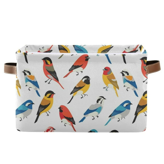 Various Color Birds Storage Bins with Handle Fabric Organizer Basket Foldable Box 1 Pack 14.2x10.2x8.3