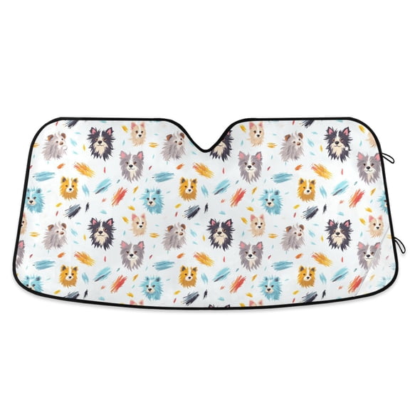 Various Color Dogs Car Windshield Sun Shade Foldable Car Front Window Visor Heat and UV Protection 53x23.5