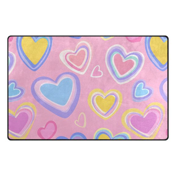 Various Colored Heart Pattern Memory Foam Area Rug 31"x20" Non Slip, Absorbent, Fade Proof for Living Room, Bedroom, Office