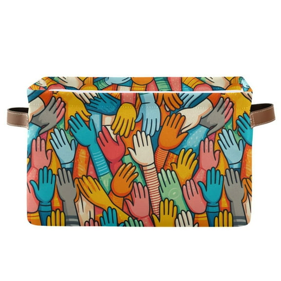 Various Colorful Hand Storage Bins with Handle Fabric Organizer Basket Foldable Box 1 Pack 14.2x10.2x8.3