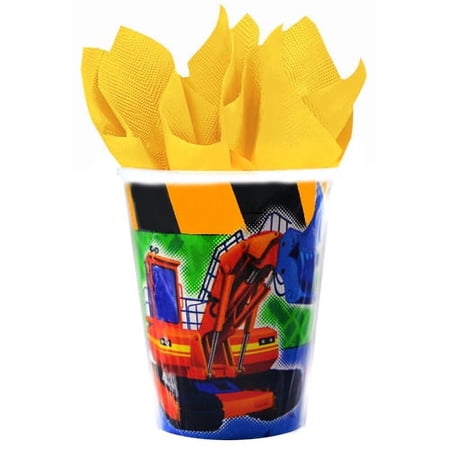 Various Construction 9 oz Paper Cups, Set of 8
