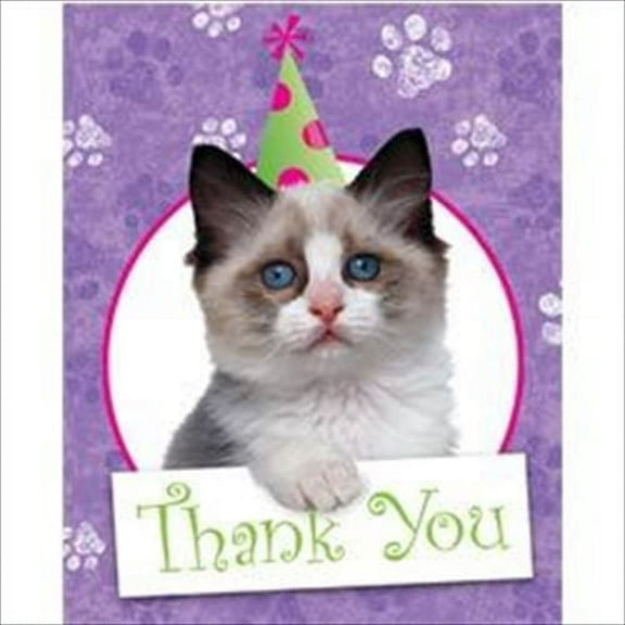 Various Cuddly Kitten Thank You Notes, 8 Count