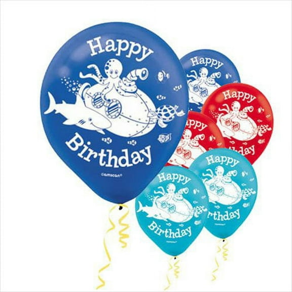 Various Deep Sea Fun Latex Balloons, Multicolor, Round, 6 Count