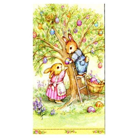 Various Easter 'Storybook Bunnies' Waterproof Plastic Tablecloth