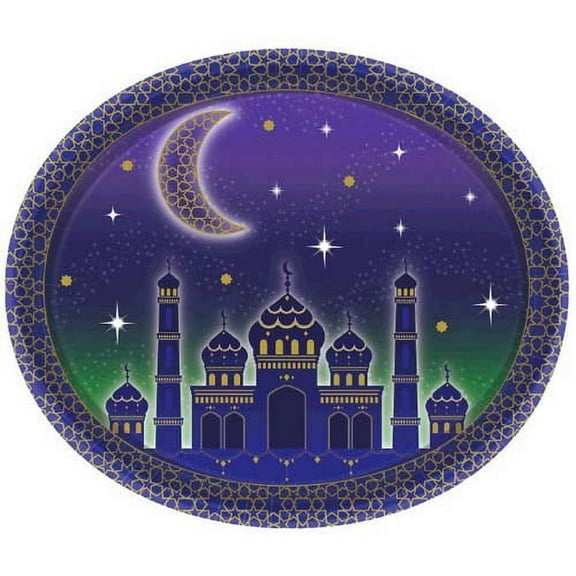 Various Eid Mubarak Disposable Paper Plates, 8 Count