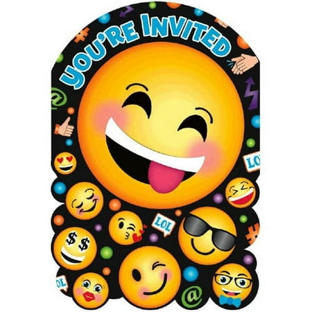 Various Emoji 'LOL' Invitation Set with Envelopes, 8 Count