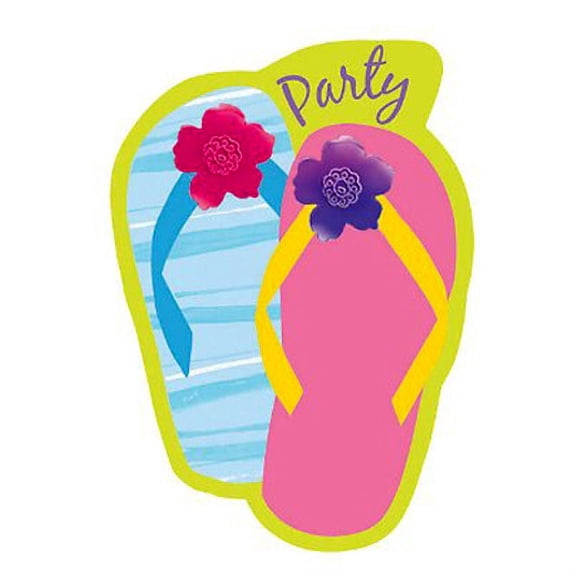Various Flip Flops Novelty Printed Invitations, 8 Count, 6 1/4 x 4 7/8 Inches