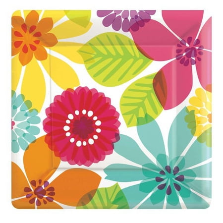 Various Floral Paradise Party Disposable Paper Plates, 8 Count