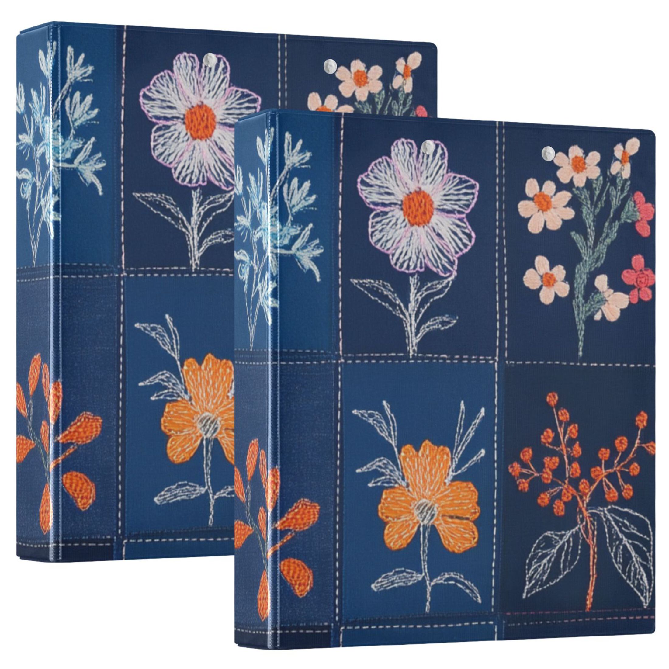 Various Flowers Lattice 3 Ring Binders 1.5 inch Hardcover File Folders with Interior Pockets A4 Size Organizer for School Office Hospital