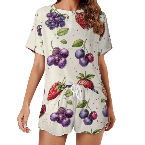 Various Fruits 2 Pack Women’s Pajama Set Print Sleepwear And Shorts Y2k Loungewear Sets S-5XL