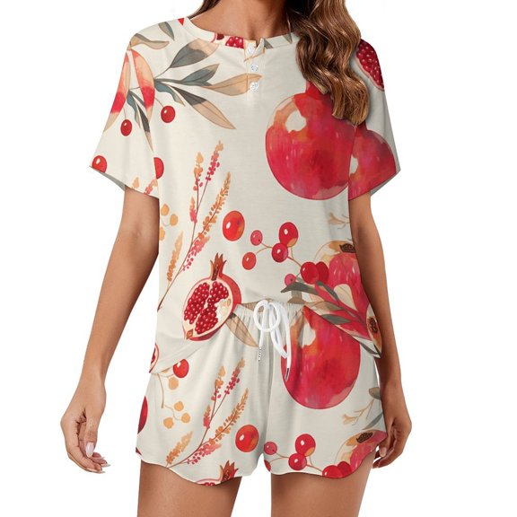 Various Fruits 2 Pack Women’s Pajama Set Print Sleepwear And Shorts Y2k Loungewear Sets S-5XL
