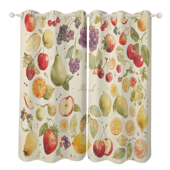 Various Fruits Curtains Aesthetic Envrionmental Friendly Picture, Living Room Bedroom Window Drapes 2 Panel Set