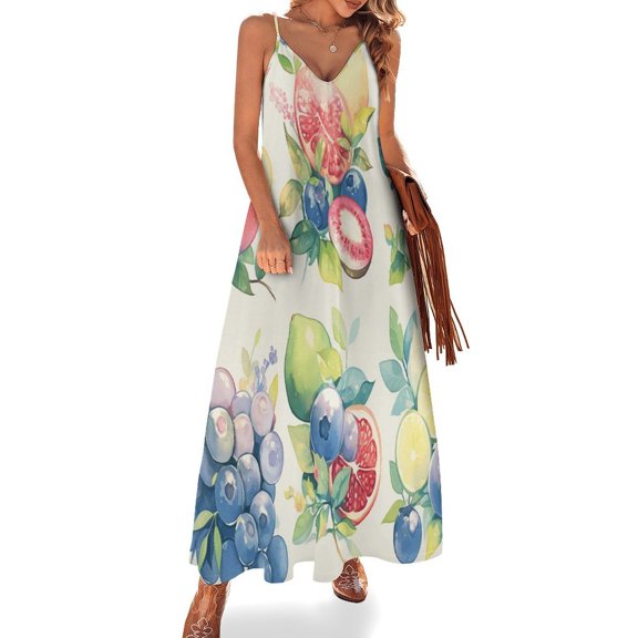 Various Fruits Design Sleeveless Dress Woman Fashion Long Dresses Women's Summer Suit Dress 2025