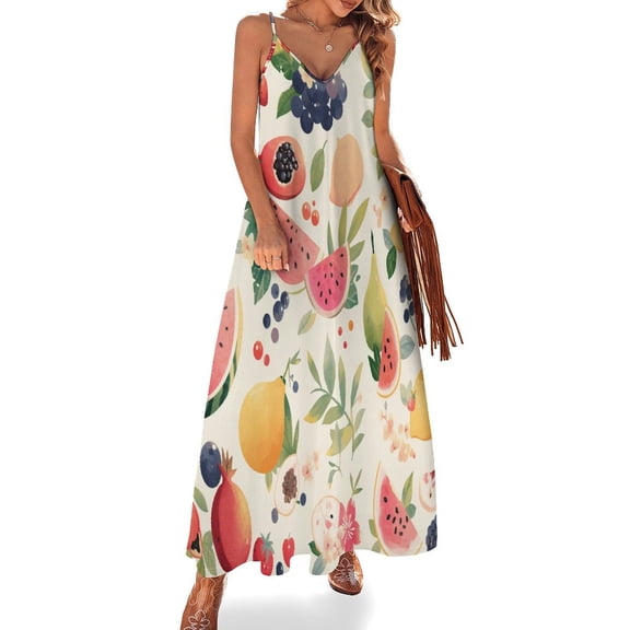 Various Fruits Design Sleeveless Dress Woman Fashion Long Dresses Women's Summer Suit Dress 2025
