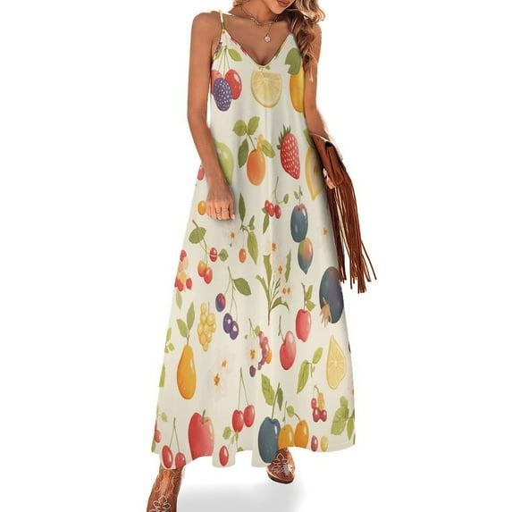 Various Fruits Design Sleeveless Dress Woman Fashion Long Dresses Women's Summer Suit Dress 2025