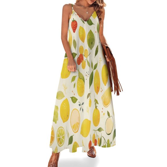 Various Fruits Design Sleeveless Dress Woman Fashion Long Dresses Women's Summer Suit Dress 2025