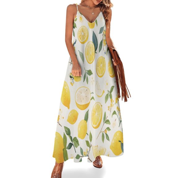 Various Fruits Design Sleeveless Dress Woman Fashion Long Dresses Women's Summer Suit Dress 2025