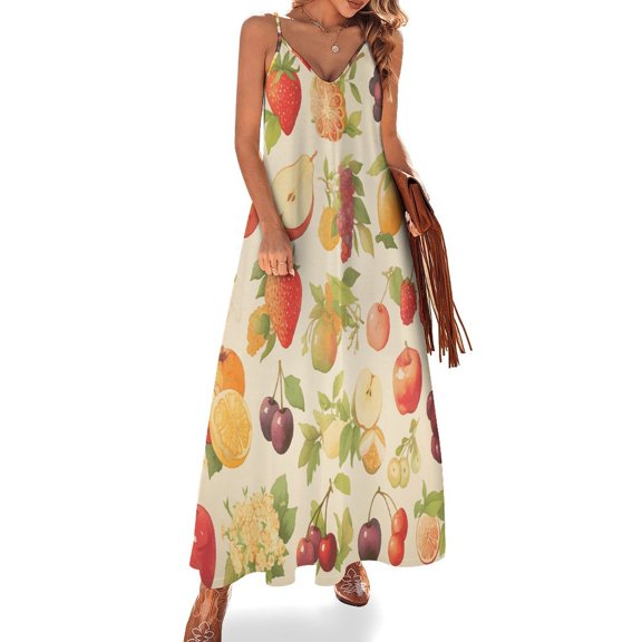 Various Fruits Design Sleeveless Dress Woman Fashion Long Dresses Women's Summer Suit Dress 2025