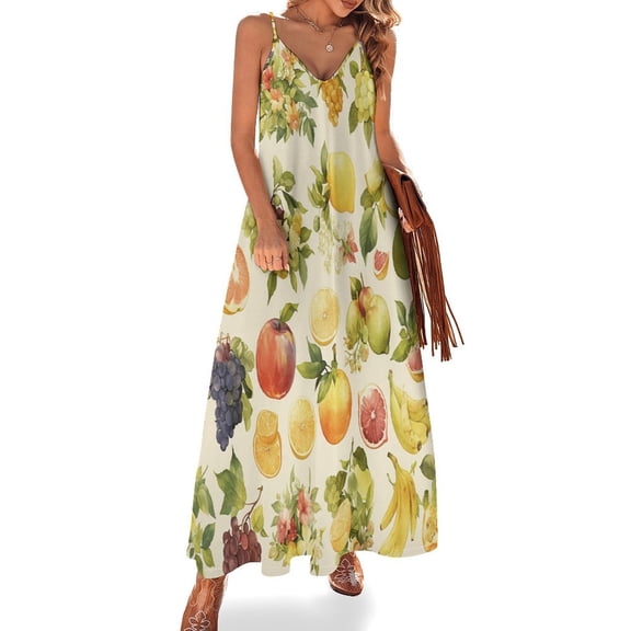 Various Fruits Design Sleeveless Dress Woman Fashion Long Dresses Women's Summer Suit Dress 2025