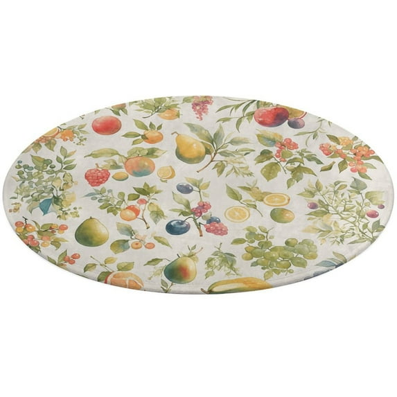 Various Fruits Round Rugs -Washable Non-Slip Small Round Area Rug Throw Soft Circle Rugs for Bedroom, Modern Print Indoor Carpet for Entryway Sofa Living Room