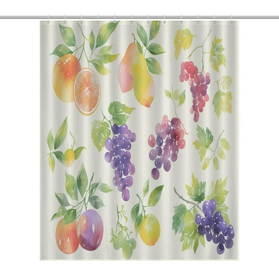 Various Fruits Shower Curtain Fabric Bathroom Decor with Hooks