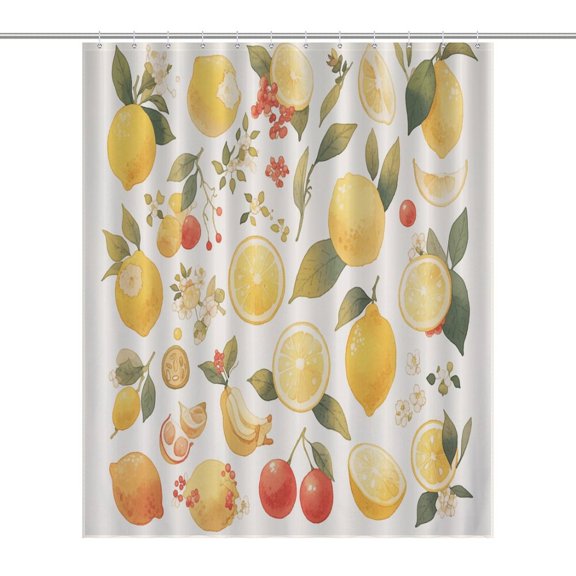 Various Fruits Shower Curtain Modern Home Bathroom Bathtub Decor Waterproof Fabric with 12PCS Hooks