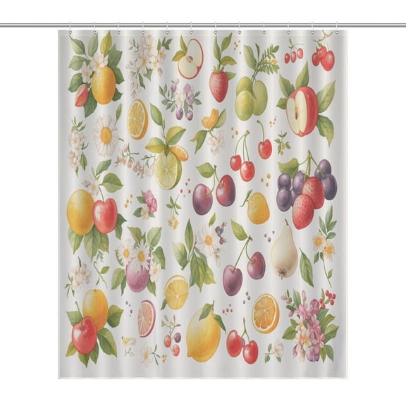 Various Fruits Shower Curtain Modern Home Bathroom Bathtub Decor Waterproof Fabric with 12PCS Hooks