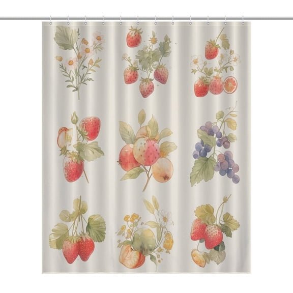 Various Fruits Shower Curtain Modern Home Bathroom Bathtub Decor Waterproof Fabric with 12PCS Hooks
