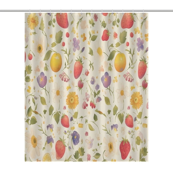 Various Fruits Shower Curtain Modern Home Bathroom Bathtub Decor Waterproof Fabric with 12PCS Hooks