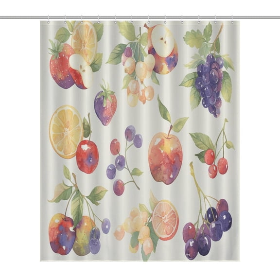 Various Fruits Shower Curtain Modern Home Bathroom Bathtub Decor Waterproof Fabric with 12PCS Hooks