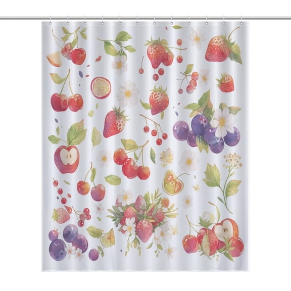 Various Fruits Shower Curtain Modern Home Bathroom Bathtub Decor Waterproof Fabric with 12PCS Hooks