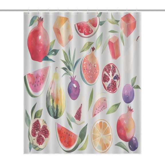 Various Fruits Shower Curtain Modern Home Bathroom Bathtub Decor Waterproof Fabric with 12PCS Hooks